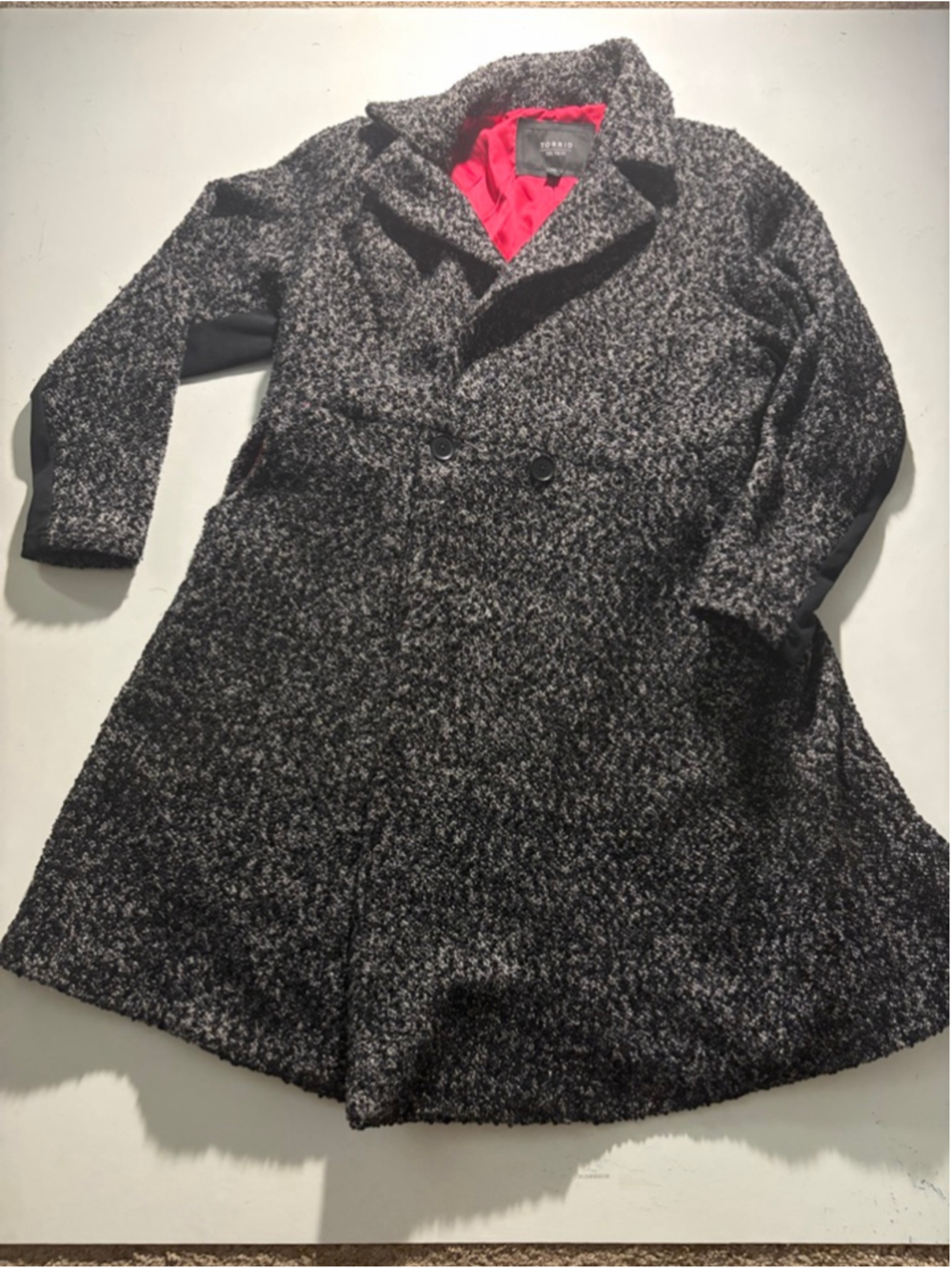 Women's Torrid Pea Coat Plus 0X Black Red - Picture 2 of 10